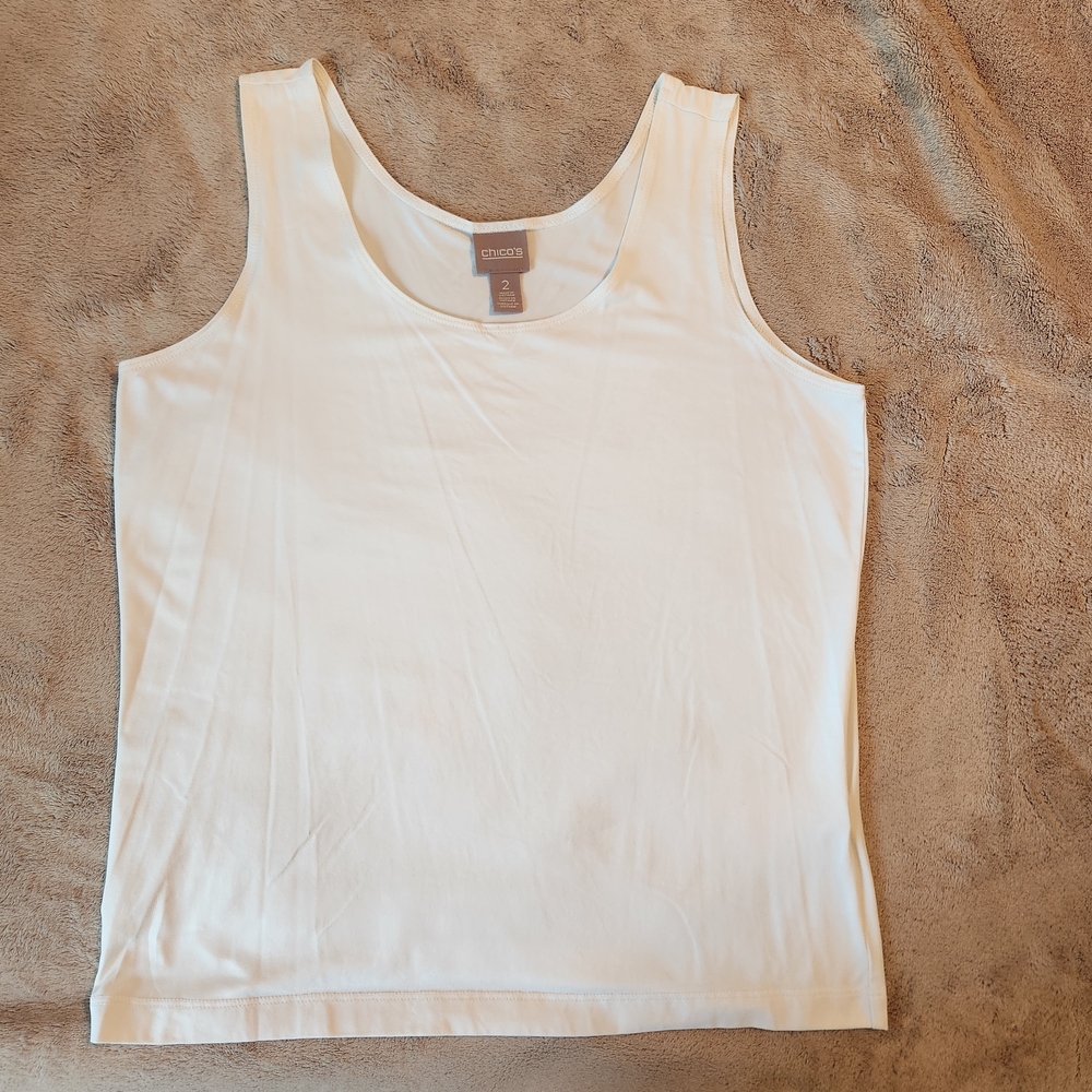 Chico's White Fitted Ribbed Tank Top